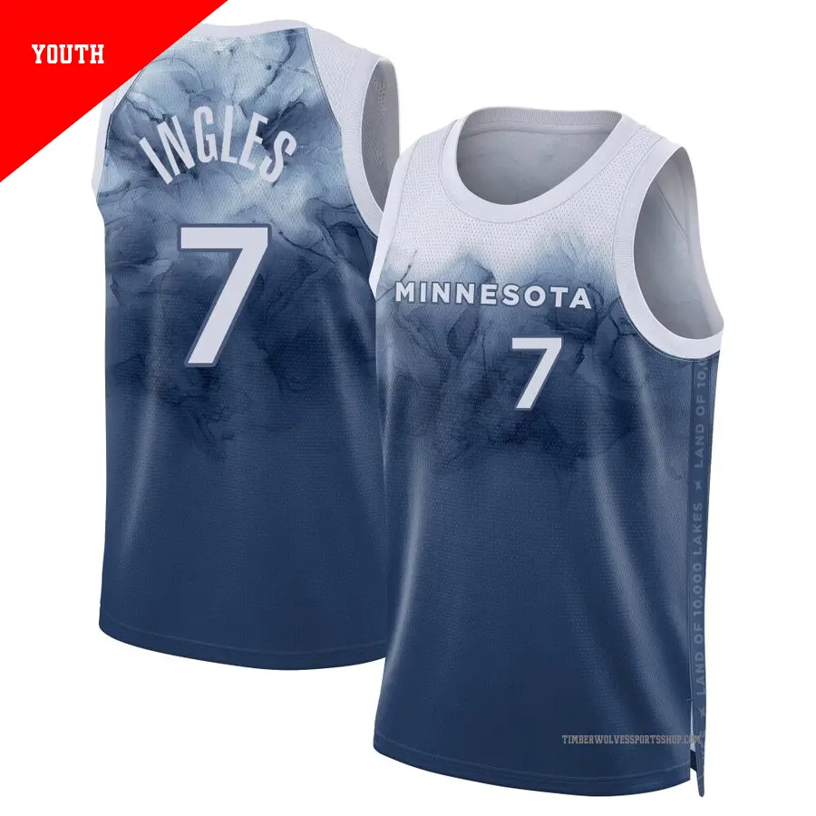 ＃7 Youth Joe Ingles Minnesota Timberwolves 2023/24 Authentic Blue City Edition Jersey