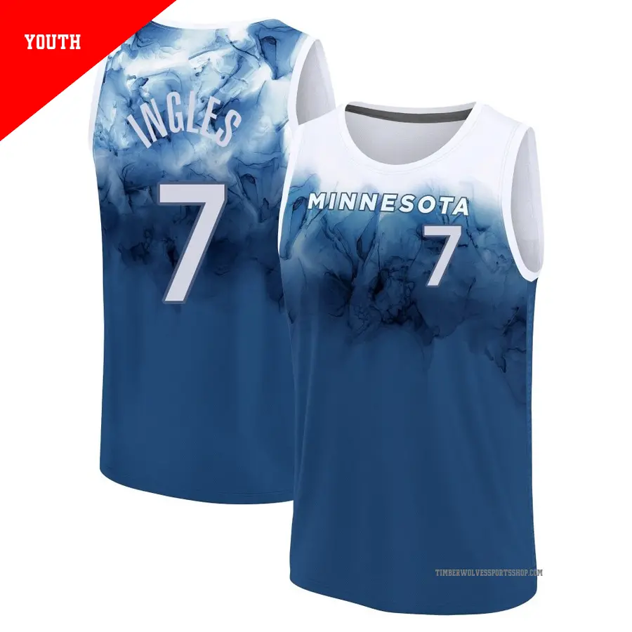 ＃7 Youth Joe Ingles Minnesota Timberwolves 2023/24 Fast Break Blue City Edition Jersey