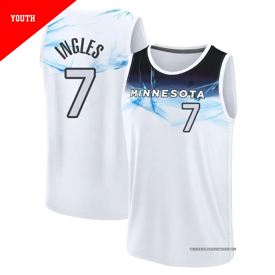 ＃7 Youth Joe Ingles Minnesota Timberwolves 2024/25 Fast Break Fanatics White City Edition Jersey